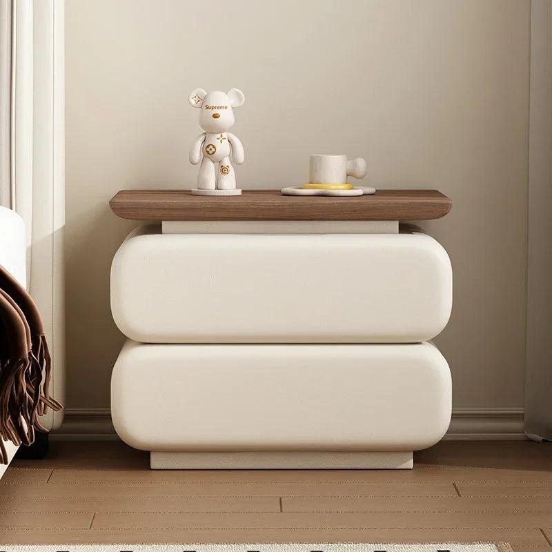 Cream Style Bedside Table Space Saving Nordic Trendy Unique Nightstands Storage Drawers Mesita De Noche Bedroom Furniture