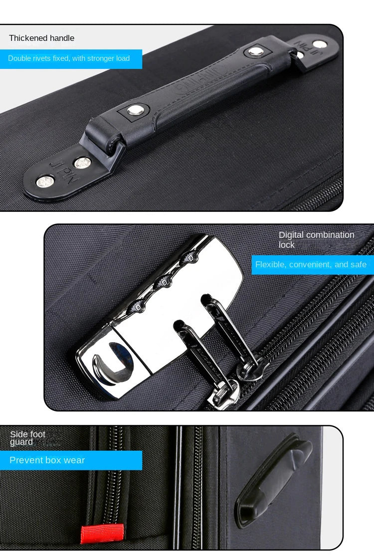 Large capacity Travel Suitcase Trolley Bag Waterproof Oxford Rolling Luggage Universal wheels 20 inch Cabin Carry on Luggage