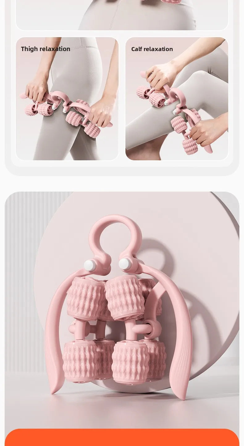 8-wheel multi-functional leg massager ring leg roller thigh calf muscle relaxation lazy neck leg full body massager