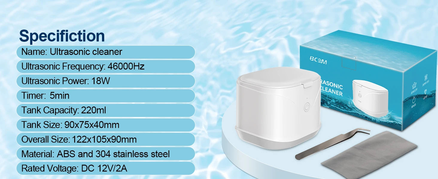 KUNPHY 46kHz Ultrasonic Cleaner Mini Portable Washing Machine Timer Ultrasound Bath Sonic Cleaning Devices for Dentures Aligner