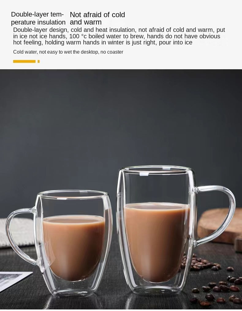 Heat Resistant Double Wall Glass Cup High Borosilicate Glass Mug Beer Juice Coffee Water Cups Transparent Cup Drinkware Gift