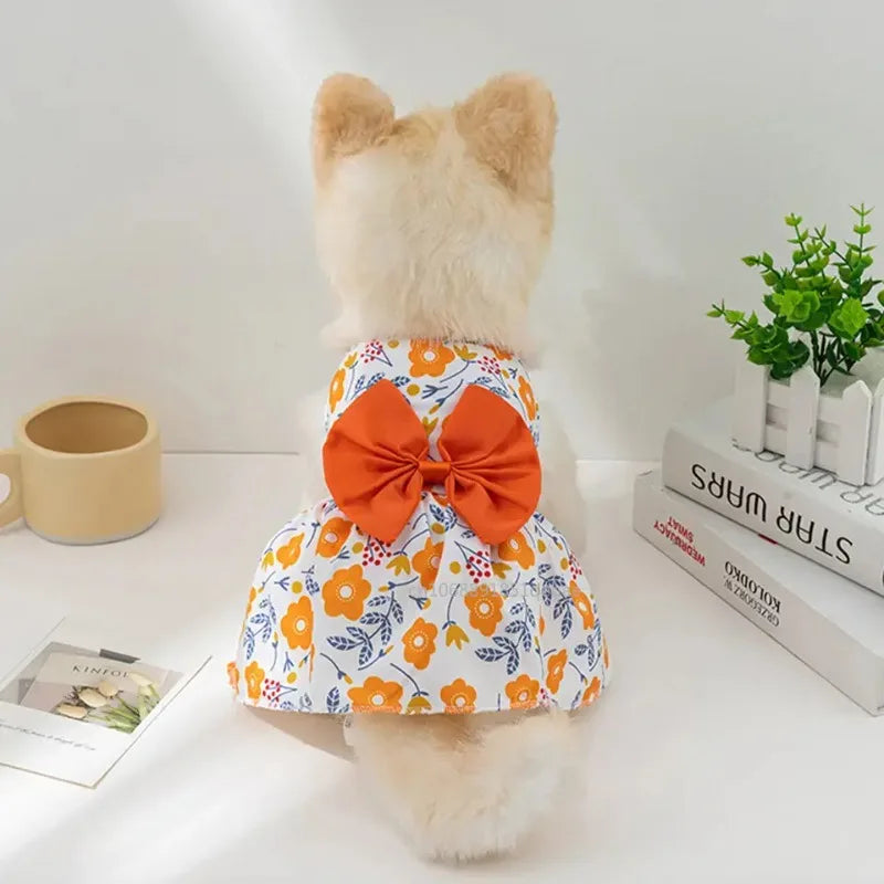 Small Dog Flower Princess Dress Kitty Teddy New Pet Clothes Cute Dog Skirt Summer Thin Pet Accessories Chihuahua Apparel
