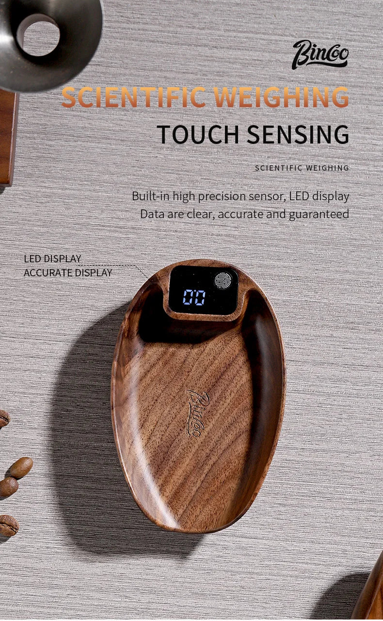 Bincoo Intelligent Electronic Scale Kitchen Scale Professional Coffee Scale Portable Bean Tray Precise Weight Rechargeable