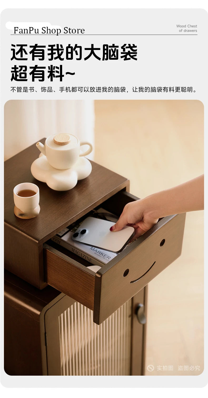 Solid wood chest of drawers, TV cabinet side cabinet, sofa side cabinet, bedroom storage cabinet, robot bedside cabinet