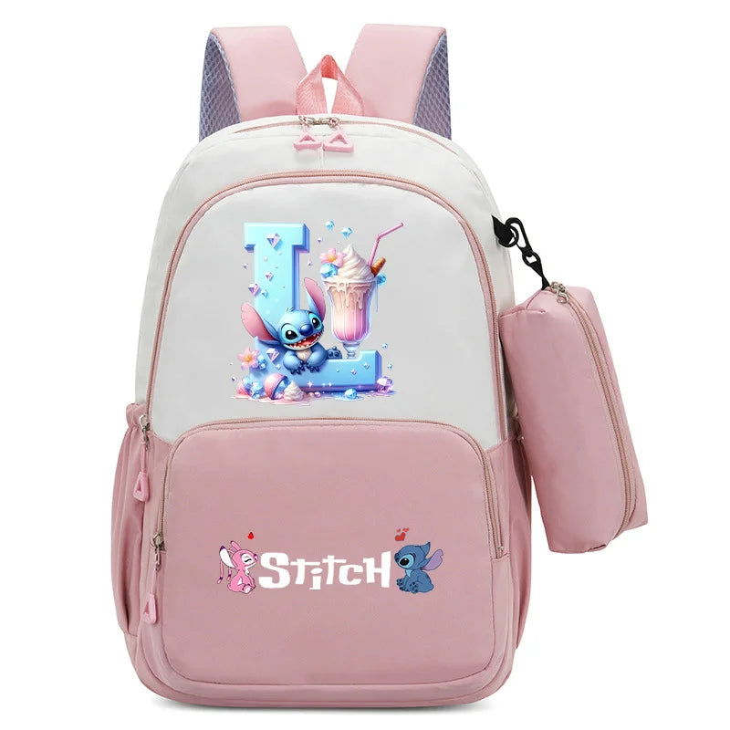 Stitch Disney Girls Schoolbag with Pencil Bags Women Travel Bag New Backpacks for Student Children Large Capacity Bookbag Gifts