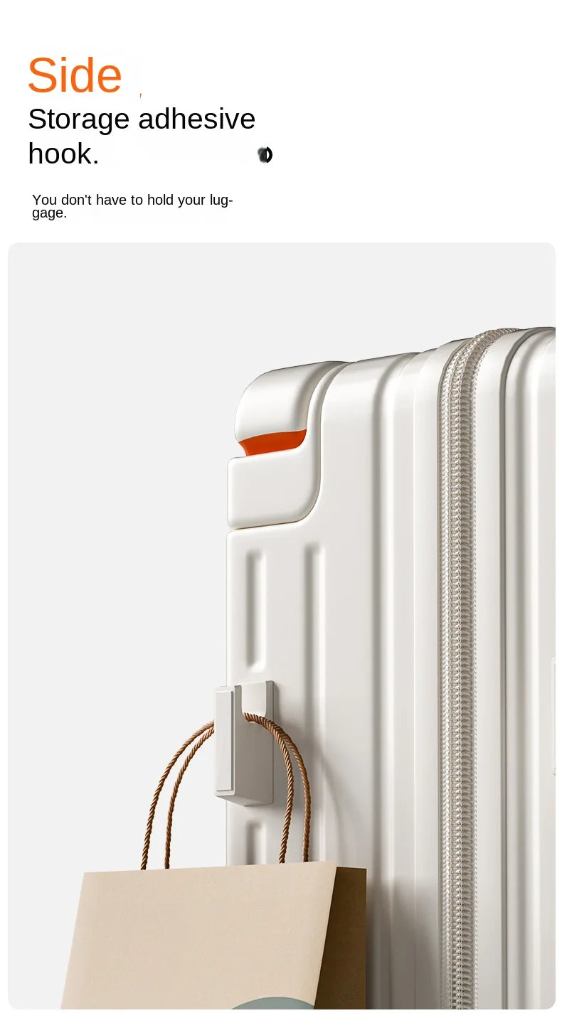 Travel Luggage Wide Tie Rod Suitcase Front Opening Laptop Boarding Case USB Charging 20"22"24"26 Inch Trolley Case with Wheels