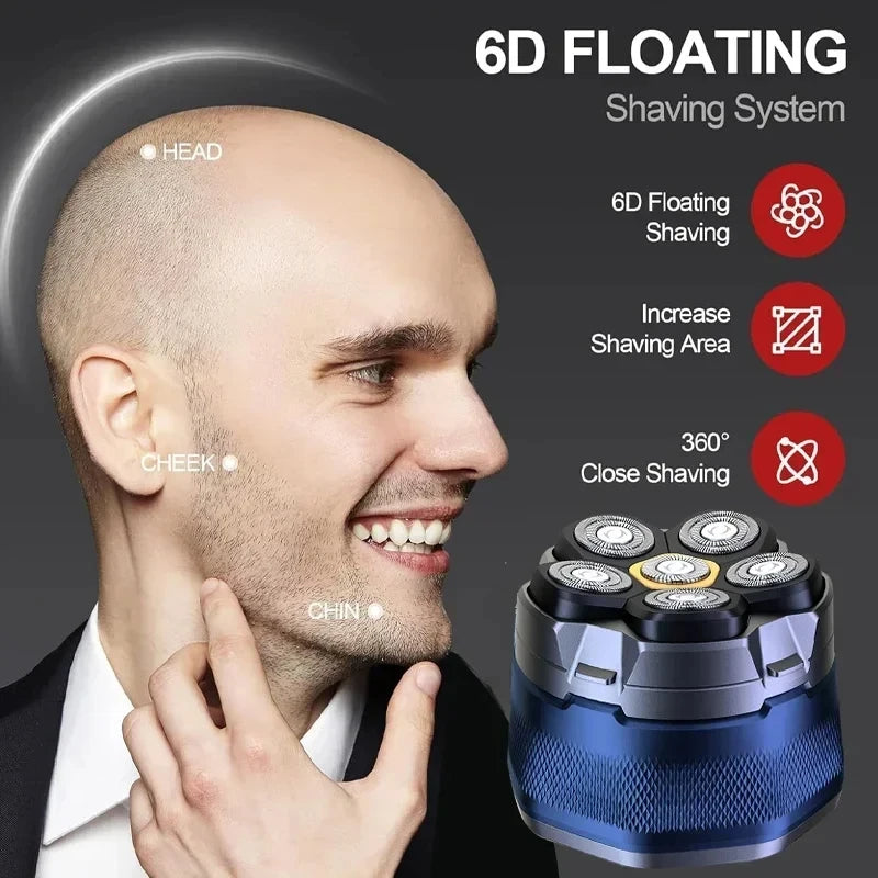 Tinsol Titanium Electric Head Shaver for Bald Men 6D Magnetic Razor Hair Trimmer Rechargeable LED Waterproof Face Hair Cutting