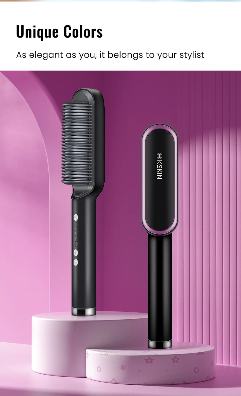 KSKIN Hot Sale Hair Straightener 2 in 1 Brush Multifunctional Professional Hair Flat Iron Hair Comb