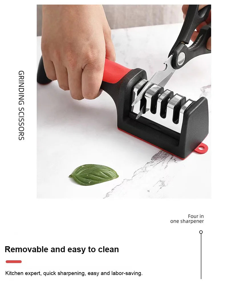 3/4 section Quick knife sharpener Multi-functional hand-held whetstone non-slip knife sharpener Kitchen tool