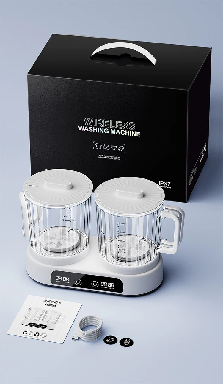 U10 Double Barrel Mini Washing Machine LED Digital Display Small Semi Automatic Wheel Home Dormitory Portable Washing Machine.