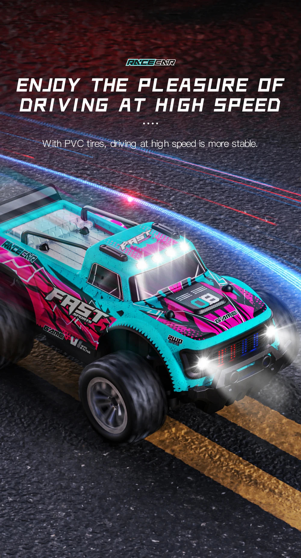 ZWN 1:16/1:20 2.4G Model RC Car With LED Light 2WD Off-road Remote Control Climbing Vehicle Outdoor Cars Toy Gifts for Kids