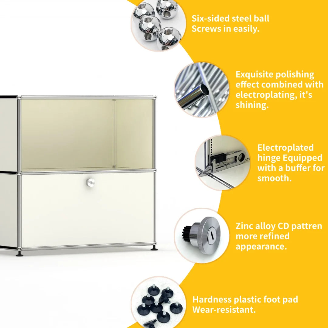 Modern Steel Flip Door Cabinet｜2-Tier Modular Storage Unit｜Custom Color Metal Organizer for Entryway, Living Room or Office