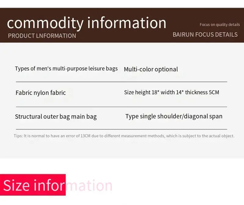 New men's crossbody bag, small crossbody bag, crossbody backpack, casual wallet, multi-functional business bag