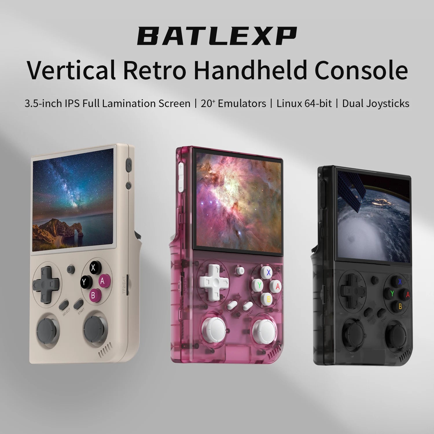BATLEXP G350 Retro Handheld Game Console Linux 64-bit System 3.5" IPS Screen RK3326 Portable Pocket Video Player 64GB 4000 Games