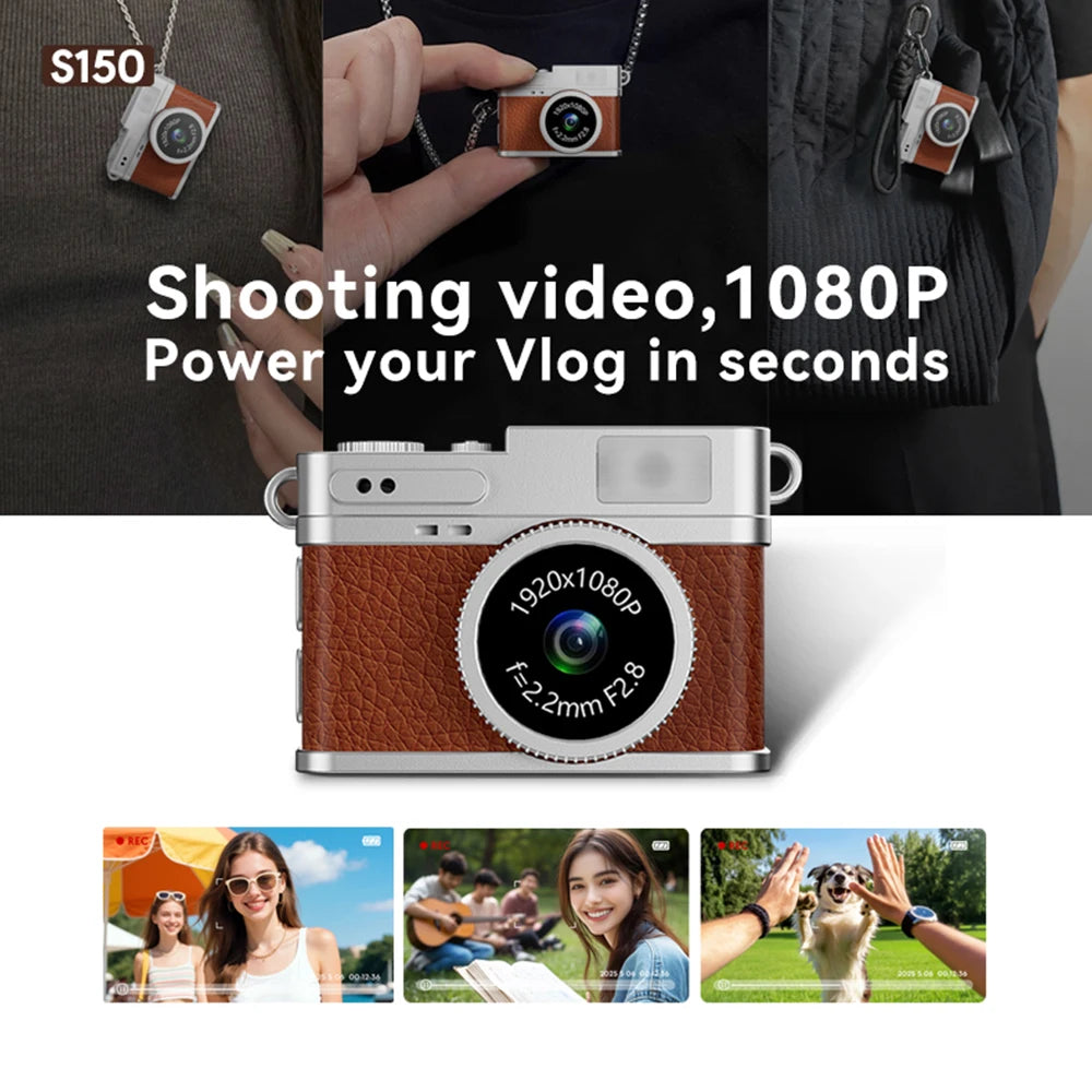 Digital Camera 1080P Retro CCD Mini Cam with Screen Indoor Outdoor Sports Portable Vintage Very Small Camcorder Video Recorder