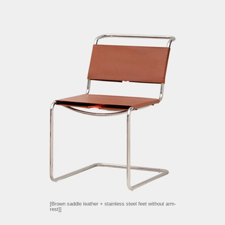 JOYLIVE Nordic Home Living Room Furniture Ins Wind Stainless Steel Pipe Chair Saddle Leather Back Seat Leisure Negotiation Chair