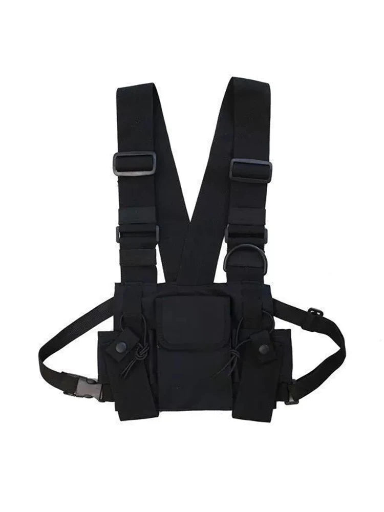 Functional Tactical Chest Bag For Woman Fashion Bullet Hip Hop Vest Streetwear Bags Casual Waist Pack Unisex Black Chest Rig Bag