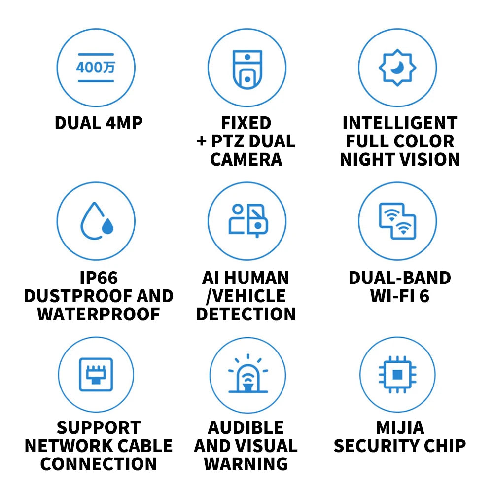 2025 NEW Xiaomi Outdoor CW500 Dual Camera Version IP66 Security Protection CCTV AI Detection Full-Color Night Vision Smart Home