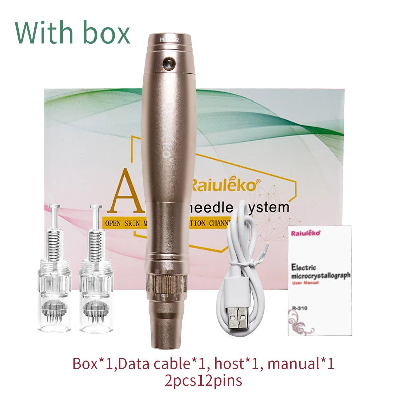Professional Derma Pen Microneedle Pen With Needles Cartridges Skin Care Device Wireless Microneedling Machine Beauty Tool