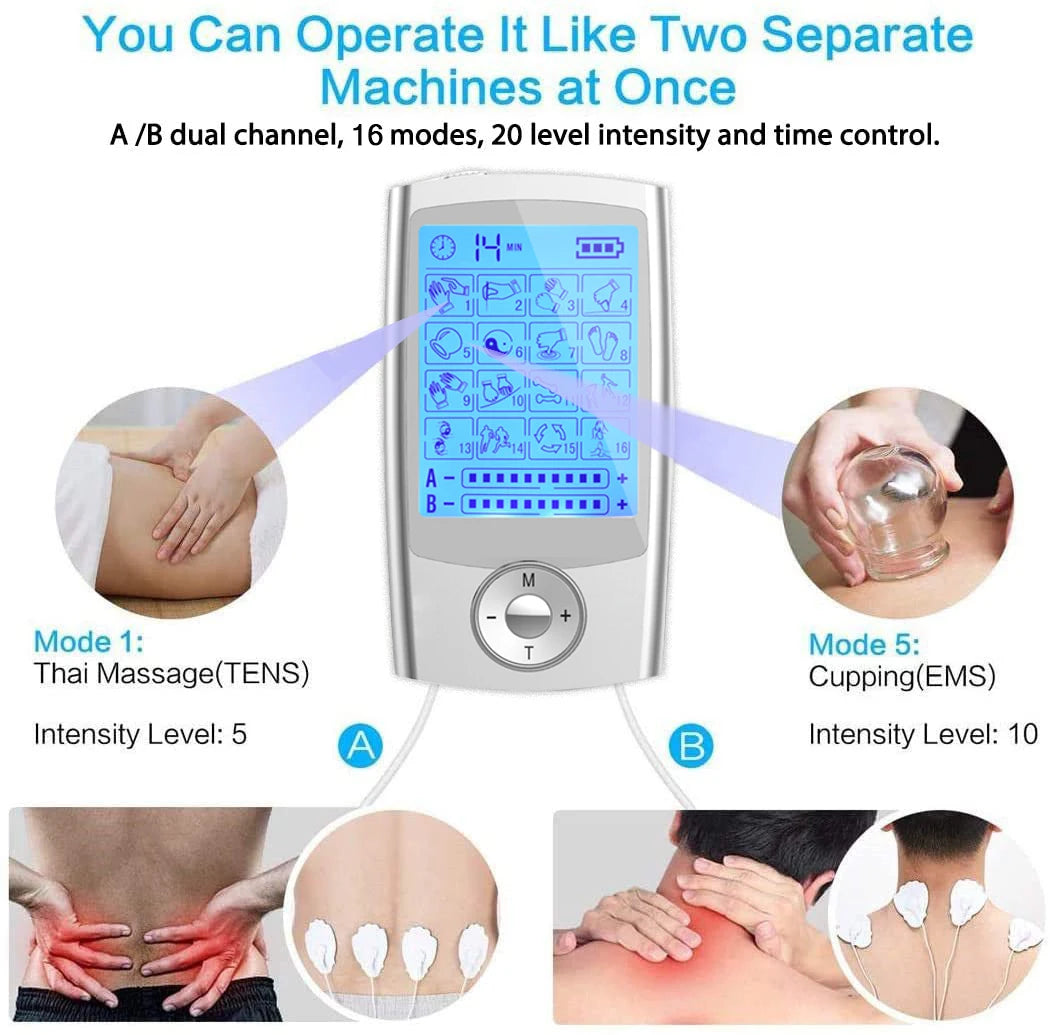 New Tens Unit Relax Muscle Stimulator Body Massage Digital Therapy 24 Modes EMS Acupuncture Slimming Machine Electrostimulator