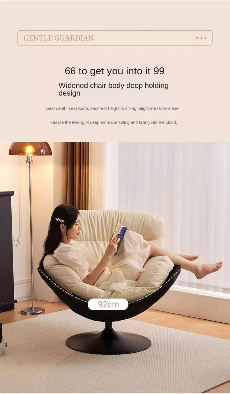 X&D Nordic Single Rotating Sofa Modern Simple Home Living Room Balcony Bedroom Eggshell Chair Light Luxury Lazy Rocking Chair