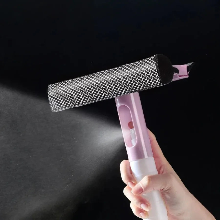 Double Sided Window Cleaning Wiper 3 in 1 Window Cleaning Brush Glass Wiper for Bathroom Mirror Window with Spray