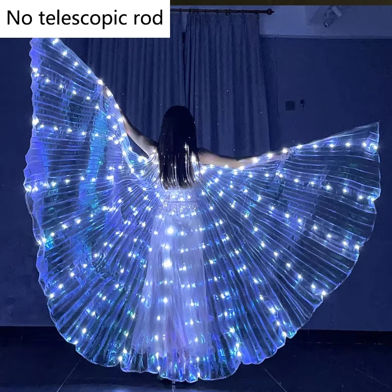 LED Luminous Butterfly Wing Belly Dancing Performance Costumes Stage Show Christmas Party Lighting Cloak Luminous Butterfly Wing