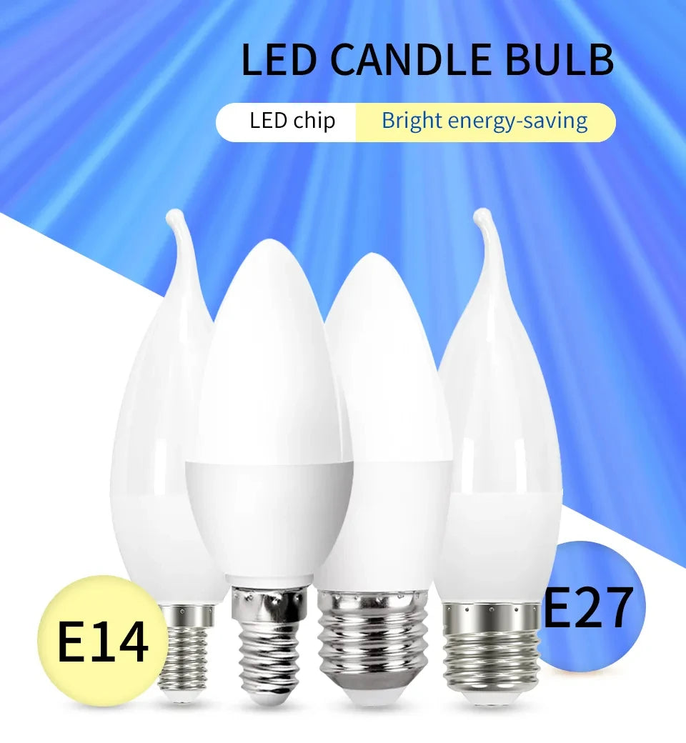 10pcs E27 E14 Led Bulb 220V Candle Bulb Energy Saving Lamp 3W 6W 9W 12W Led Chandelier Light Spotlight Led for Home Decoration