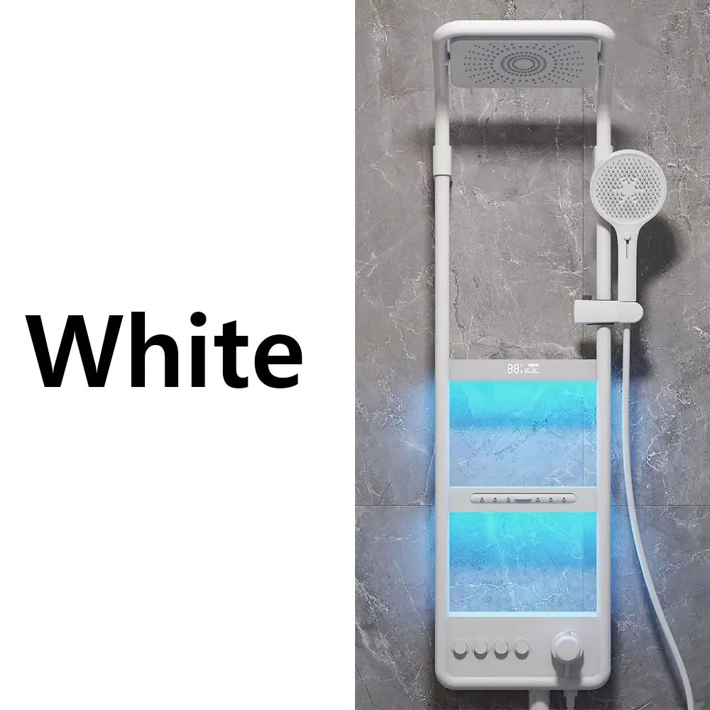 Luxury Smart Bathroom Fuacet Shower System LED Digital Display Thermostatic Mixer Shower Panel SPA Massage Back Spray Shower Set