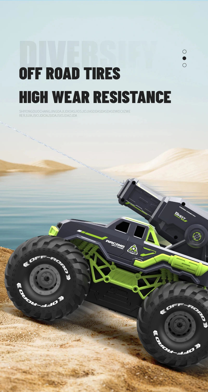 2.4G RC Car Self-absorbing High-pressure Water Gun Remote Control Amphibious Off-road Vehicle Climbing Stunt Car Water Toys Gift
