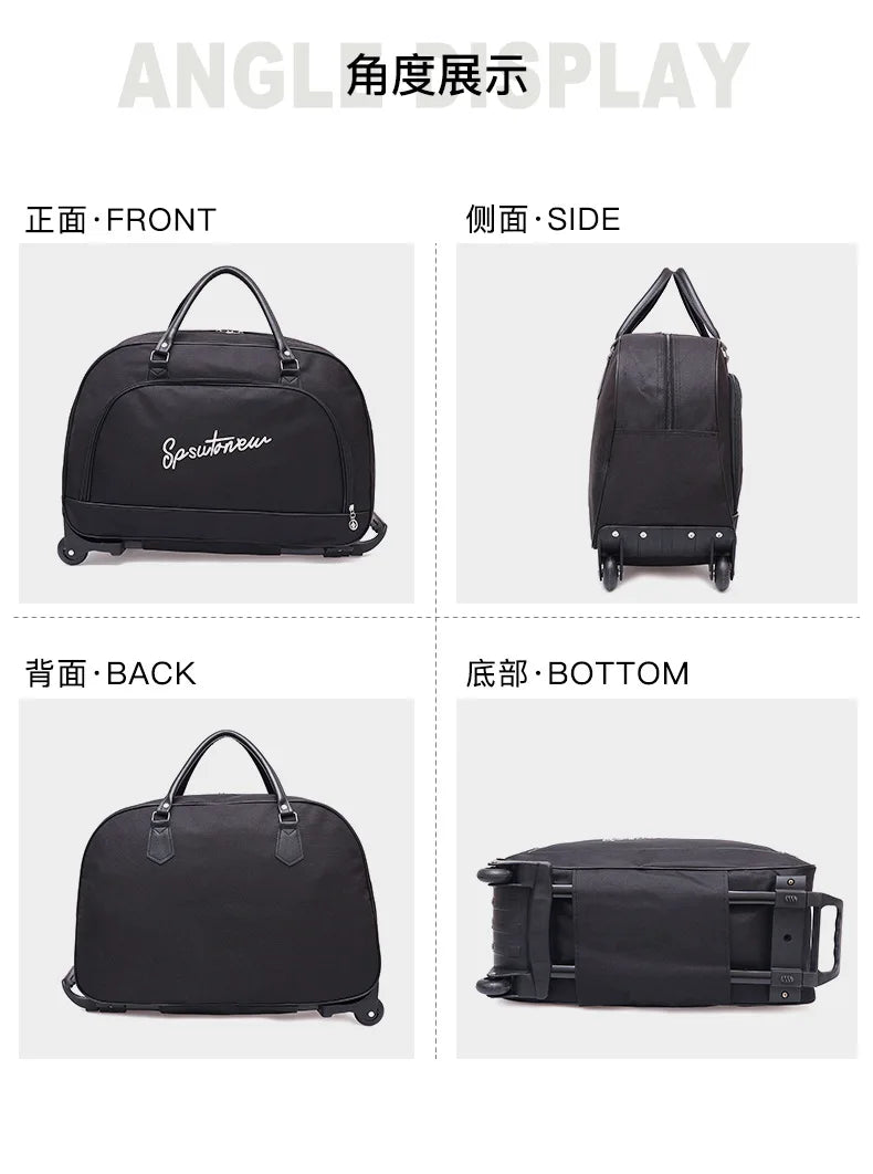 Travel Suitcase Trolley Bag with Wheels Large Capacity Luggage Bags Foldable Duffle Cabin Women Men Hand Luggage Carry On Bags