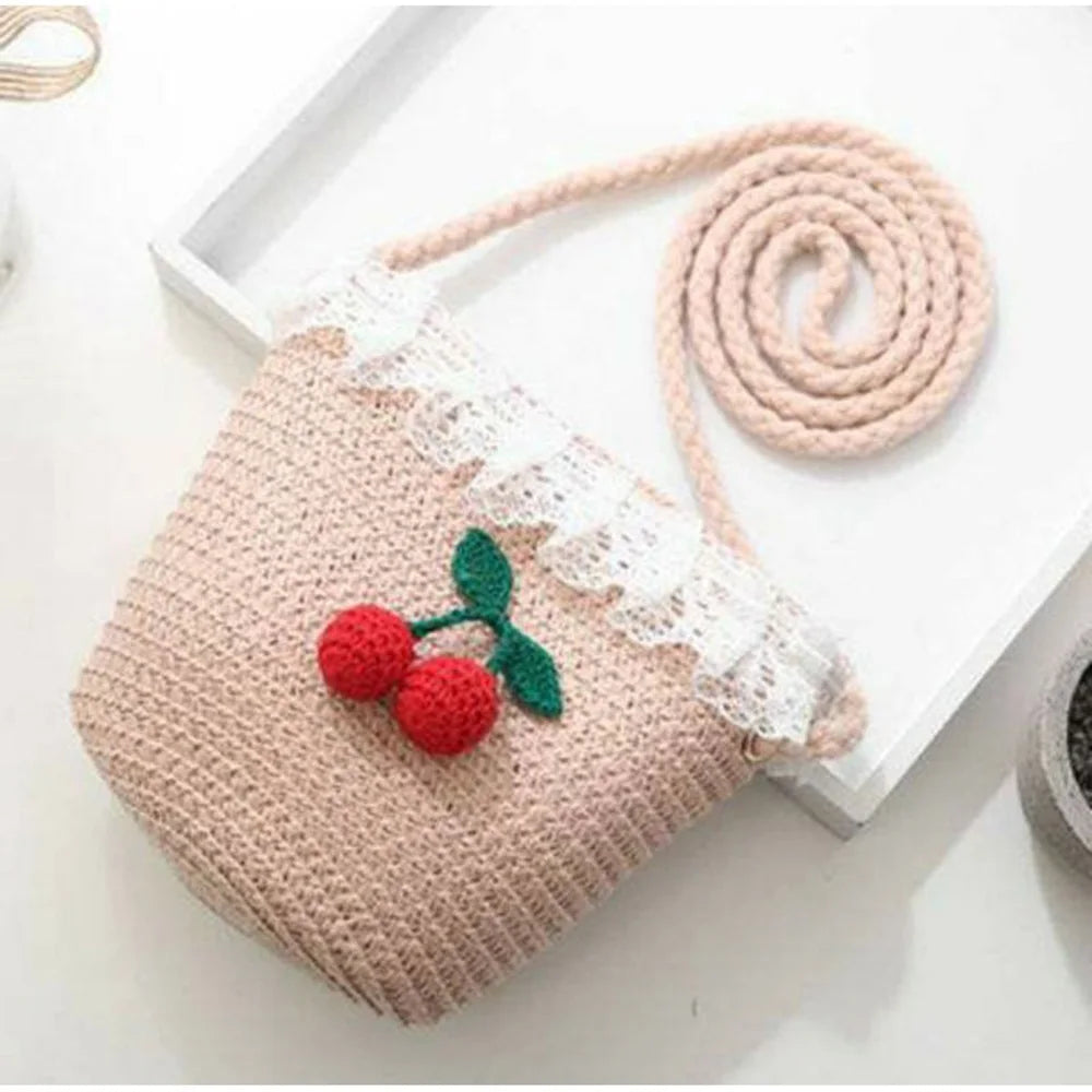 Kids Cute Hand Bag Children's Weave Shoulder Bags Fashion Straw Cross Bag For Girls Made From Natural