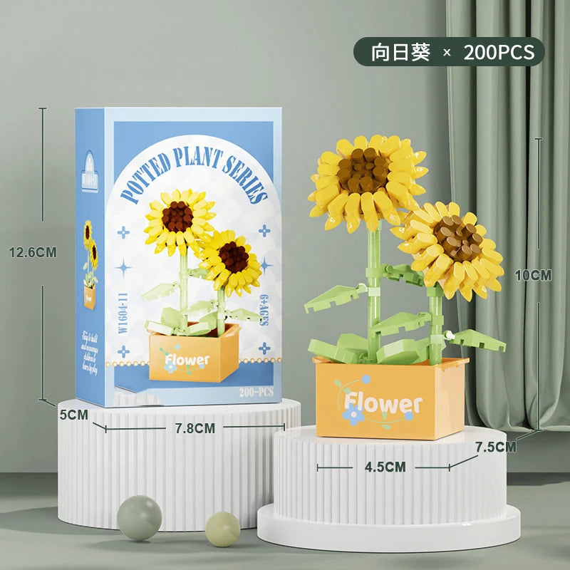 Bouquet Flower Mini Diy Building Block Toys for Children Bricks Blocks for Adults Constructor Micro Bricks Construction Set Gift