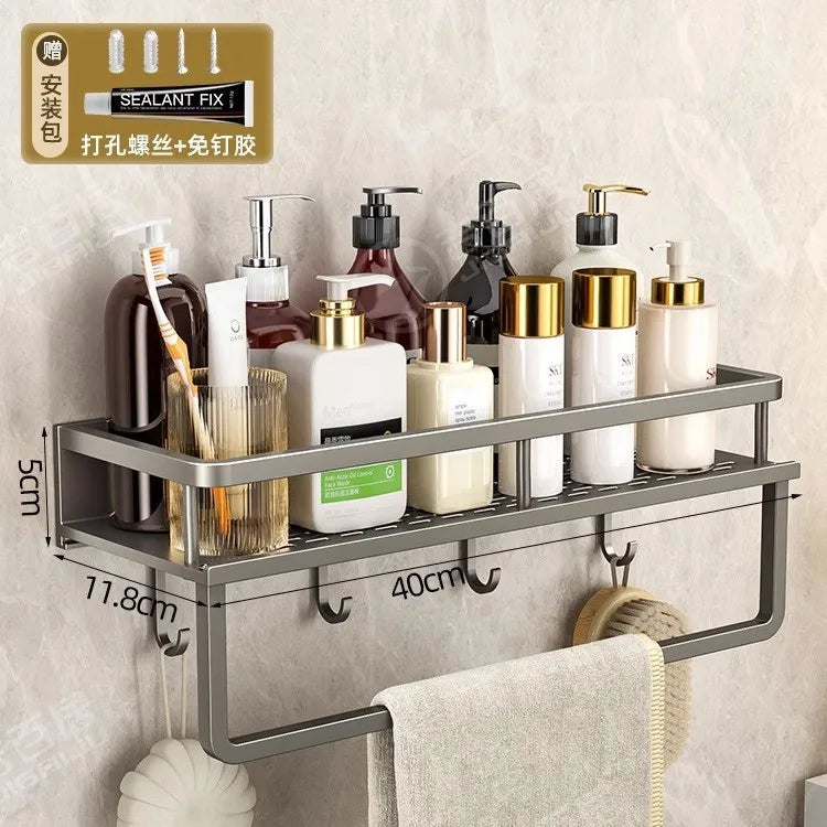 Wall-Mounted Storage Rack No-Drill Bathroom Vanity Shelf for Washroom Balcony Toilet - Organizer Shelf for Kitchen Bathroom