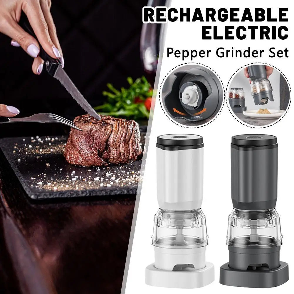 Pepper Grinder Electric Mill Rechargeable Design Kitchen Gadget Fast Grinding Coarse Fine Adjustable Cooking Essential Tools