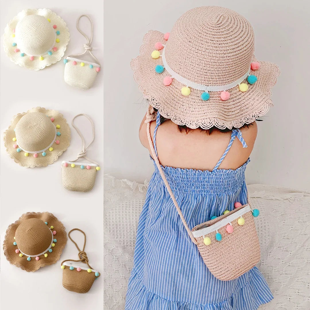 Crossbody Bag New Summer Children Beach Flower Straw Bag 3-7 Old Years Lovely Kids Holiday Travel Beach Bags