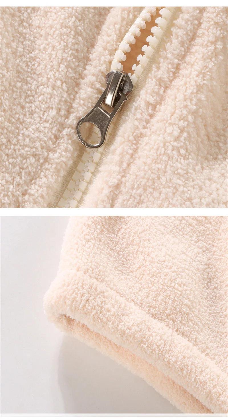 Plush Sets Children Autumn Winter Warm Fleece Suits Baby Thickened Cardigan Top+Pants 2Pcs Outfits Boys Girls Homewear Clothing