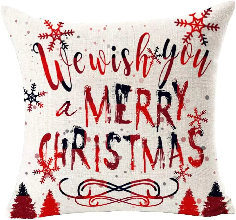 Merry Christmas snowflake red bear linen decorative pillow cover home sofa decorative cushion cover  cushion cover 45x45