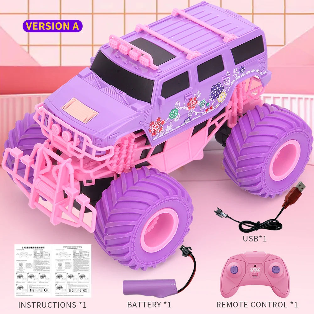 JJRC Barbie RC Car Pink Pickup Truck Electric Climbing Drop-resistant Stunt Remote Control Toy For Children Party Gift Ornament
