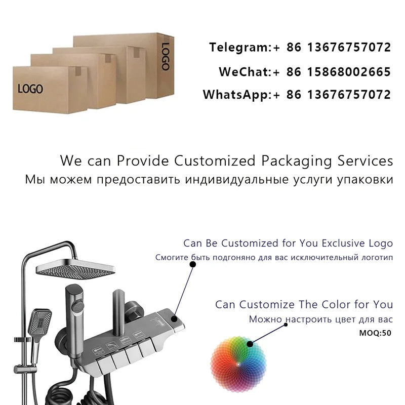 Cheap Gun Gray Bathroom Shower Faucet Set 4 Way ABS Hot and Cold Shower Crane Mixer Tap Bathtub Rainfall Showers System Full Set