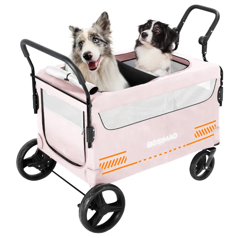 Double Door Isolation Upgraded Pet Stroller Large Dog for Outdoor Travel Portable Foldable Elderly Disabled Dog Outdoor Stroller