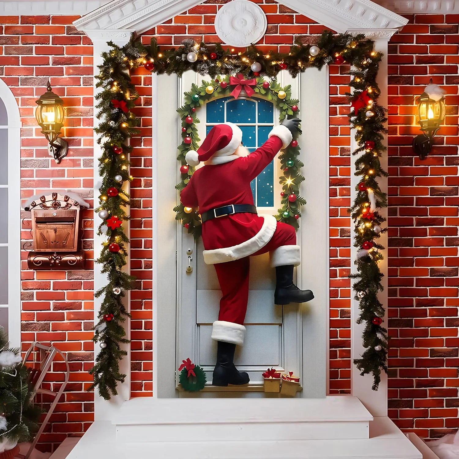 1pcs 2D Christmas Theme Door Cover Banner 2026 New Year Living room Decor Xmas Navidad Santa Snowman animals decor Favor Gift