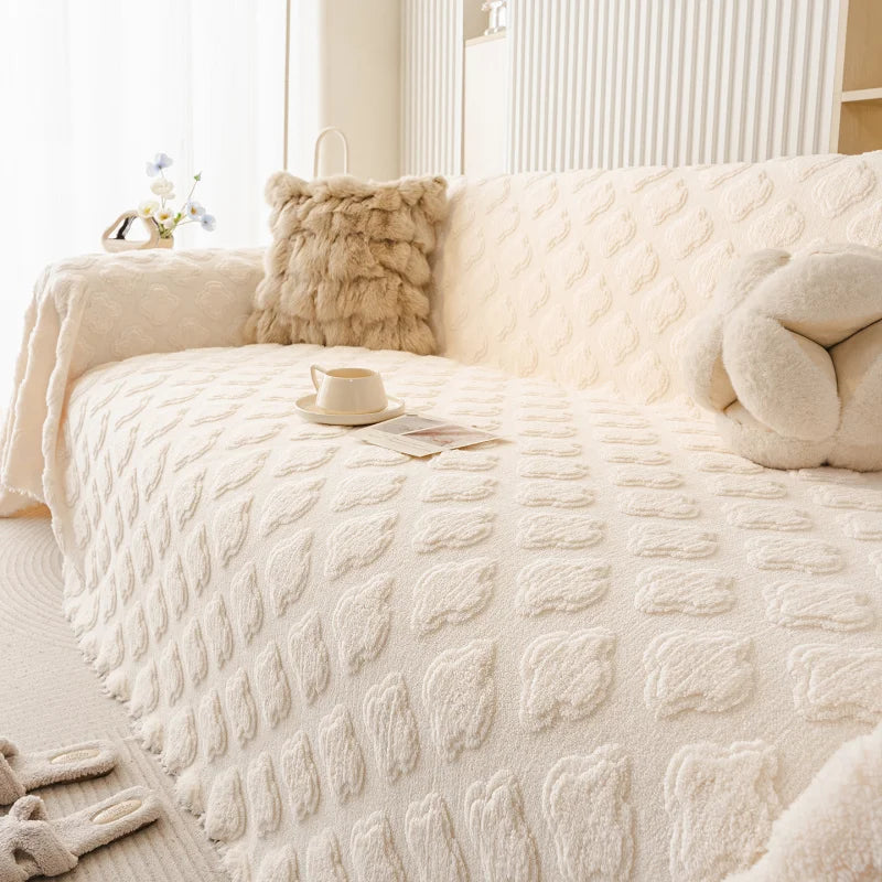 Winter Warm Thickened Sofa Cover French Cream Style Plush Shu Velveteen Full Coverage Slipcover Blanket
