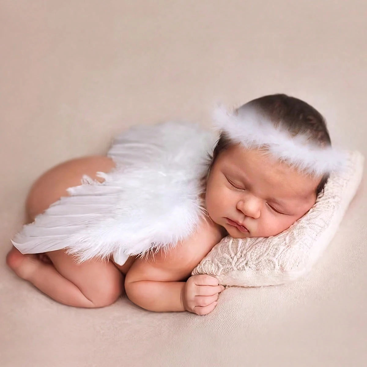 Ylsteed Newborn Baby Boys Girls Angel Wings Photography Props Two-Piece Set with Headband Photography Accessories Photo Shoots
