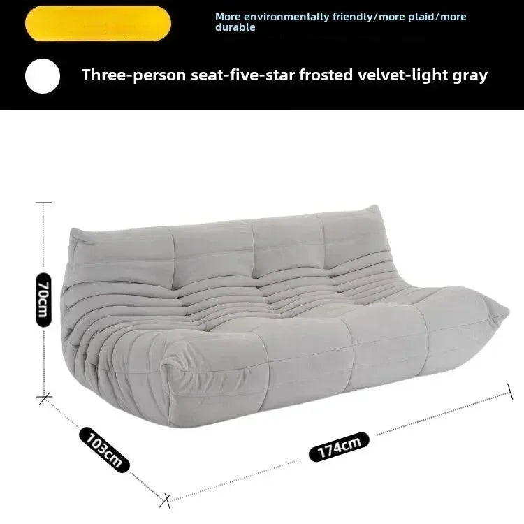 Fashion Freehand Space Original First Layer Cowhide Three-person Italian Minimalist Togo Caterpillar Lazy Sofa Lazy Sofa