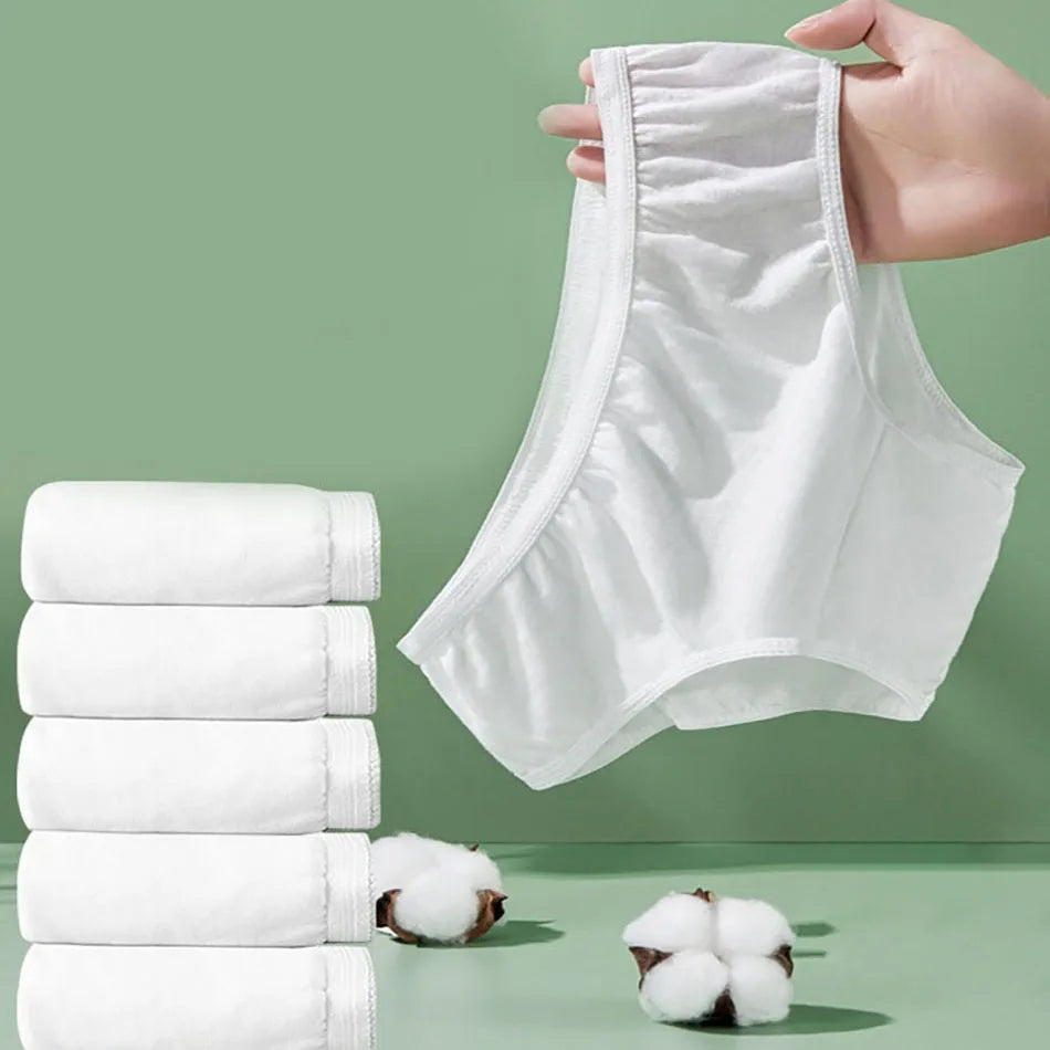 5 Pcs/Pack Convenient Travel Underwear Women Disposable Cotton Panties for Pregnant Postpartum Moms Quick Trips Daily Disposal