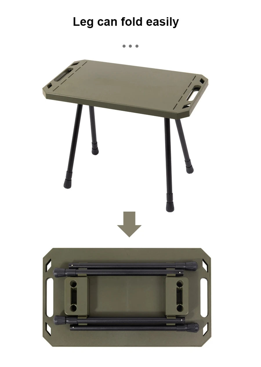Folding Camping Table with Carry Bag, Height Adjustable Lightweight Desk, Two-Sides Hanging Cookware Table for Hiking, Picnic