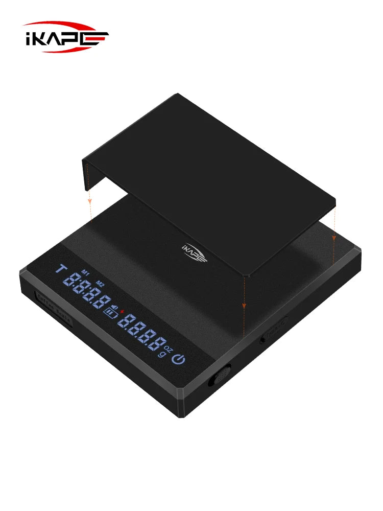 IKAPE Mini Coffee Scale with Timer Rechargeable Espresso Scale With Gravity Sensing 2kg/0.1g Accurate for Espresso&Pour-Over