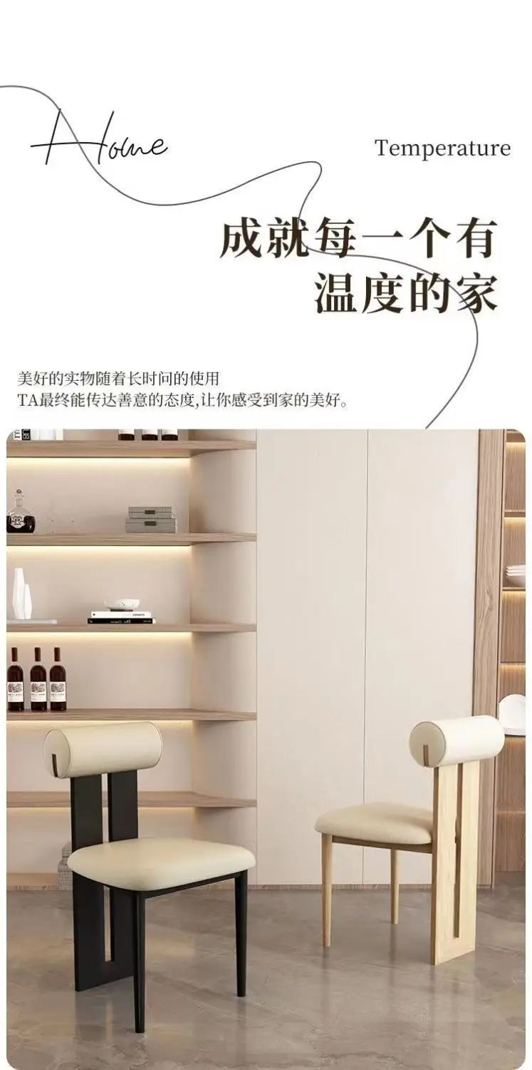 Nordic French Vintage Solid Wood Dining Chair - Mid-Century Retro Backrest Hippo Chair for Home, Living Room & Vanity