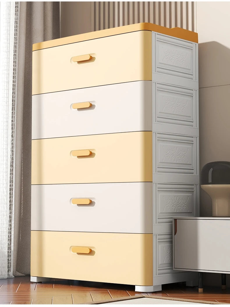 Thickened Drawer Storage Cabinet, Multi-Layer PP Organizer, Silent-Wheel Bedside Cabinet, Modern Large-Capacity Home Storage Box